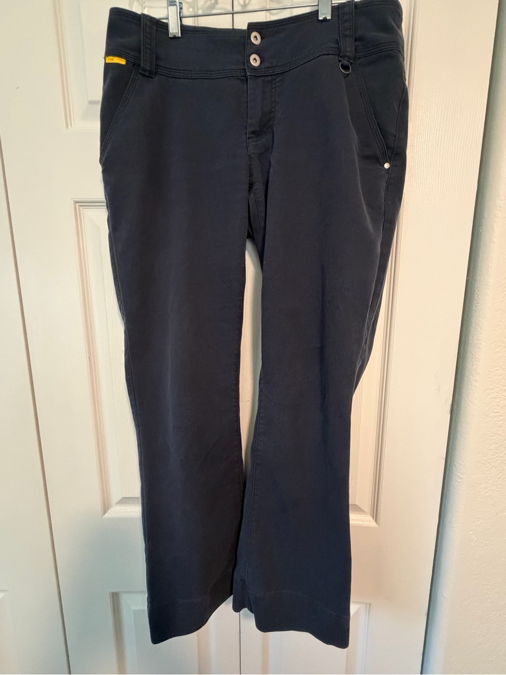 Lole Women's Navy Boot Cut Pants with Subtle Yellow Accent